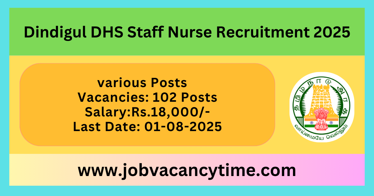 Dindigul DHS Staff Nurse Recruitment 2025.